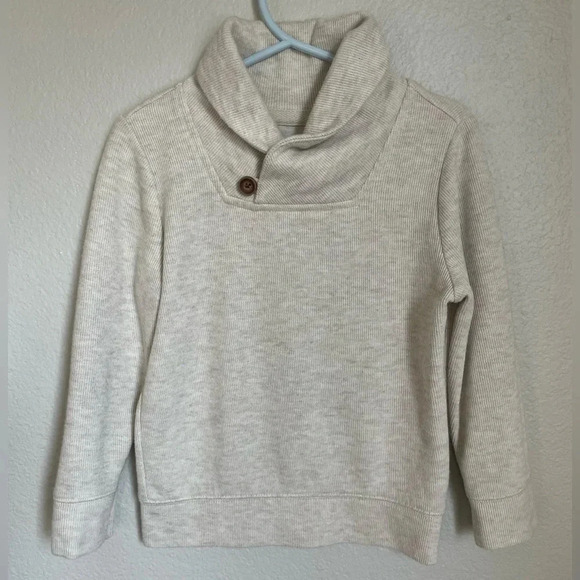 Old Navy 4T cream knitted sweater /cardigan w/ button accent‎ closure and collar - Picture 6 of 6